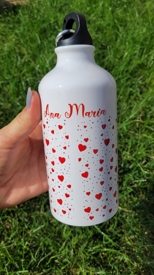 Bidon sport argintiu 500ml personalizat