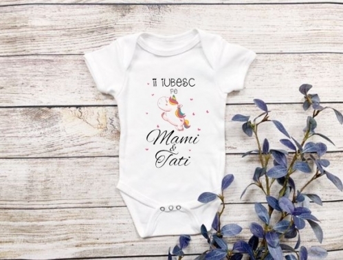 Body bebelusi bumbac alb personalizat - 9 luni